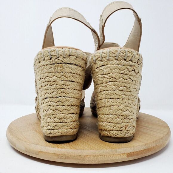 Steve Madden Womens 11 Wedge Sandals Platform Beige Suede Strappy Shoes Resort - Picture 6 of 9